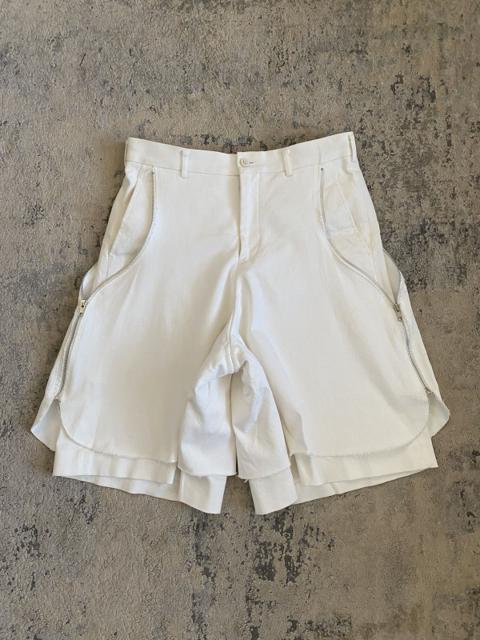 CDGH Plus - White Side Zip Layered Denim Shorts