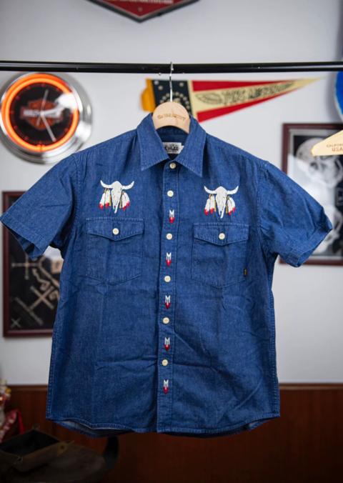 Calee Denim Shirt with Western Embroidery