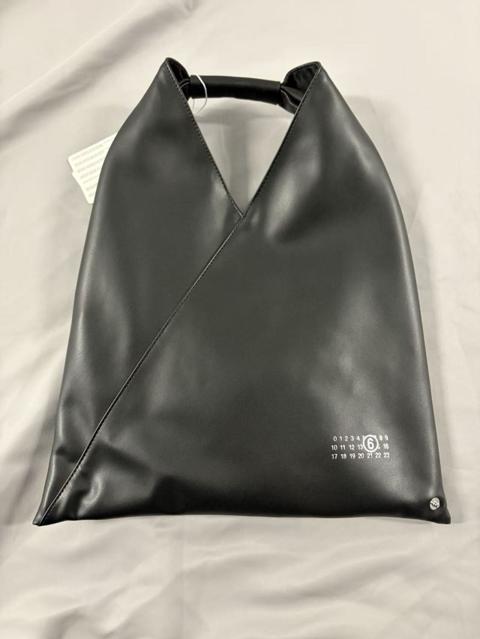 MM6 Black Classic Triangle Tote Grained faux-leather