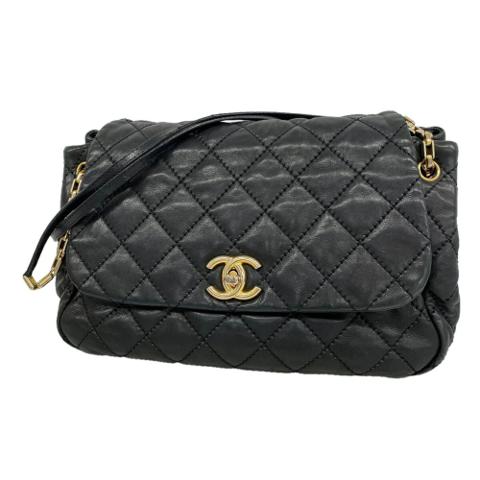 Chanel Shoulder Bag, Wild Stitch Chain Shoulder, Leather, Black, Women's OP015296