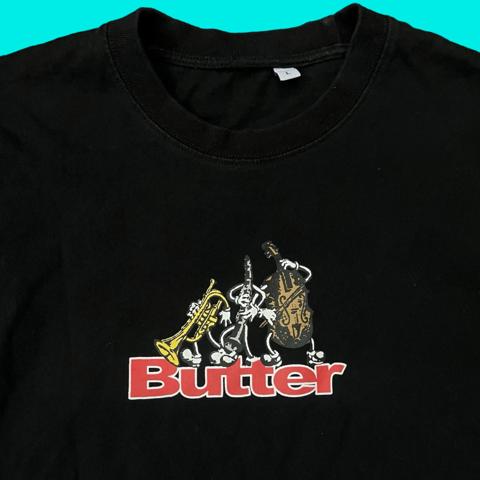 VINTAGE Butter Skateboarding T-Shirt Men Large Black 90s Streetwear Graphic Tee