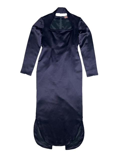 Archive 1990 Romeo Gigli Dark Purple Silk Maxi Dress
