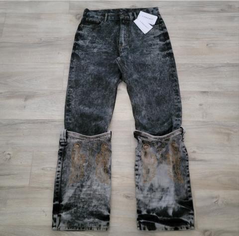 Y/Project Unisex Cowboy Cuff Jeans Black Acid Wash sz 32
