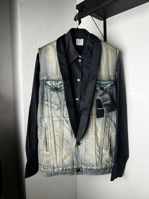 SS16 Saint Laurent by Hedi Slimane Distressed Denim Vest