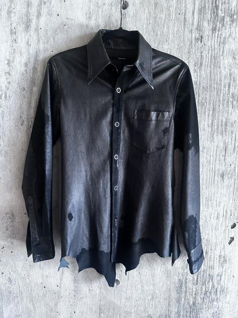 YASUYUKI ISHII LEATHER BLISTERED BUTTON UP