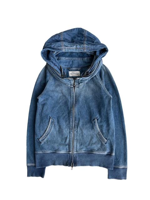 1990s GOA 🇯🇵 Indigo Dyed Patina Faded Bono Hoodie Jacket