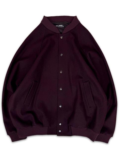 AW01 Raf Simons Riot Riot Riot Burgundy Wool Bomber Jacket