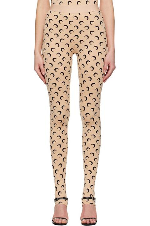 Marine Serre Beige Recycled Moon Jersey Stirrup Leggings