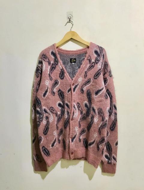 Needles pink paisley mohair cardigan