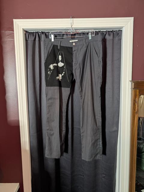 ERD GRAIL SS2018 Mona Lisa Patch Pinstriped Wool Pants