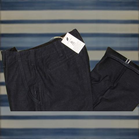 PURE BLUE JAPAN Trousers Pants Blue 33 x 30 NWT Back Satin Sulfur Yarn Dye