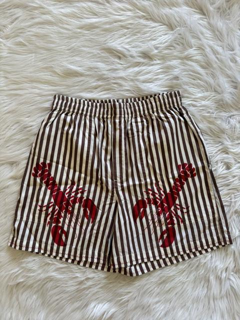 Bode Lobster Stripe Shorts White Brown Small Medium