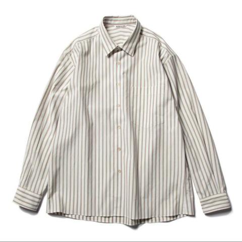 AURALEE: Finx Twill Wide Shirt Size 4