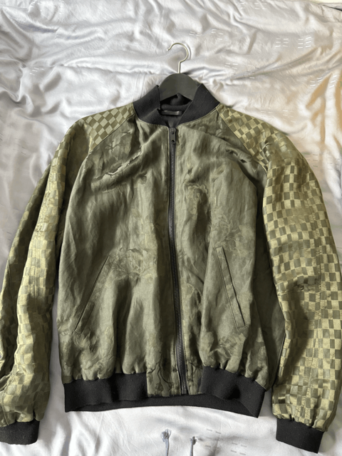 Green floral bomber jacket