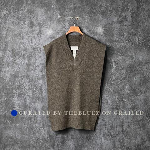 Maison Margiela Olive Green Sleeveless Knit Vest