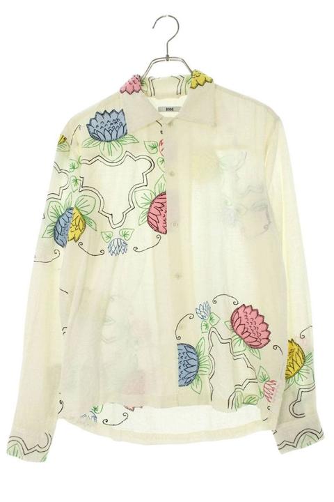 BODE Lotus Long Sleeve Shirt Off-White Size XS