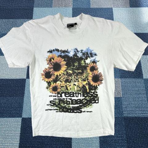 Dread Neurosystem Shirt Men’s M White Skeleton Sunflower Graphic T-Shirt