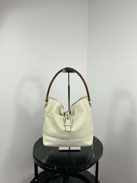 Vintage Y2K Jil Sander leather handbag with bamboo wooded
