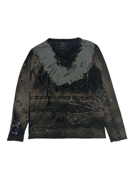 ROEN Distressed Thrased Bleach Gothic Skull Long sleeve