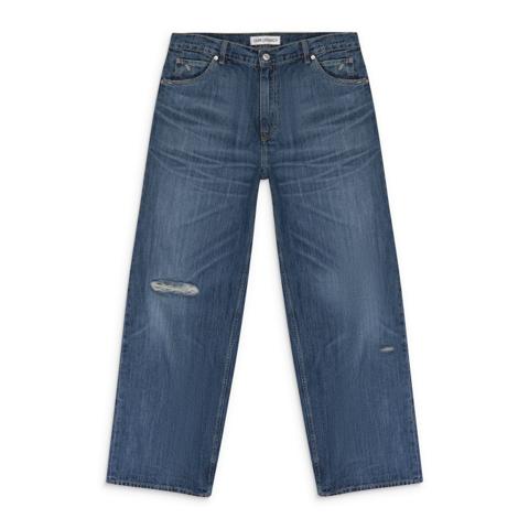 BLUE VINTAGE RUBBER REPAIR VAST CUT JEANS SIZE 32