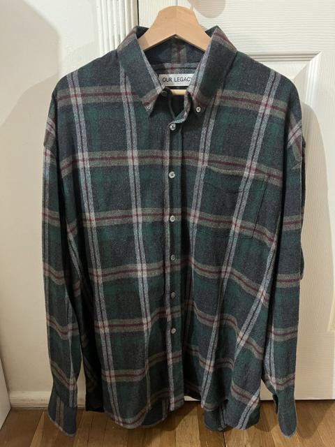Our Legacy Borrowed BD Shirt Green Pub Check Size 48