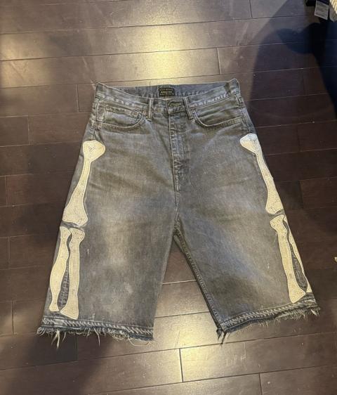 Kapital bone denim shorts