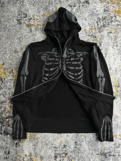 DISTRESSED SKULL BONE ZIPPER HOODIE SEDITIONARIES STYLE