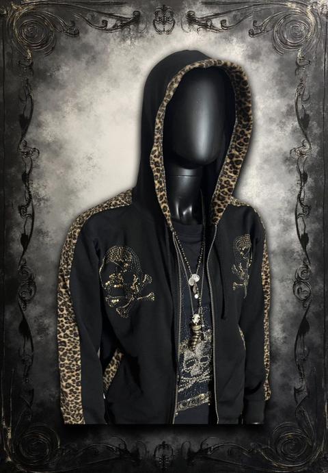 ROEN - LEOPARD RHINESTONE HOODIE