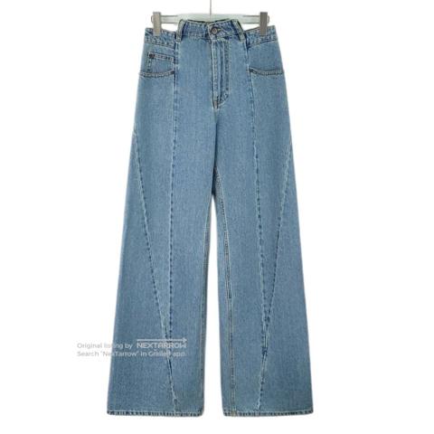 Maison Margiela Blue High-Waisted Denim Wide-Leg Pants K26WX