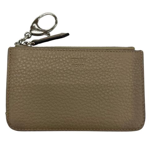 FENDI 8AP161 Fragment Case Mini Wallet Coin Purse/Card with Key Ring Roman Leather Wallet/Coin Grey Made in Italy Women's Comes Box and Dust Bag
