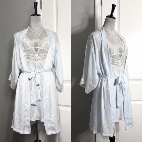Linea Donatella Luxe Satin Bridal Robe + Slip Dress Set