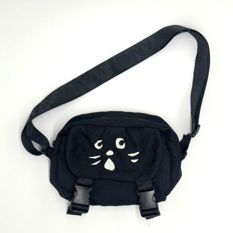 Issey Miyake - "Nya" Cat Face Messenger Sling Bag - Black