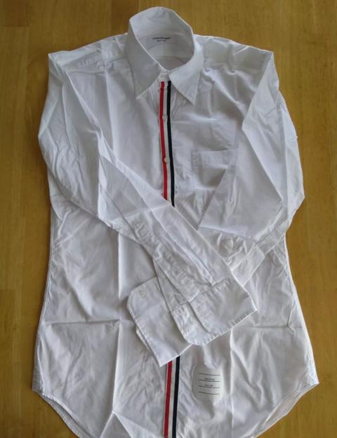 🔥 Thom Browne White Poplin Exposed Grosgrain Placket TB4