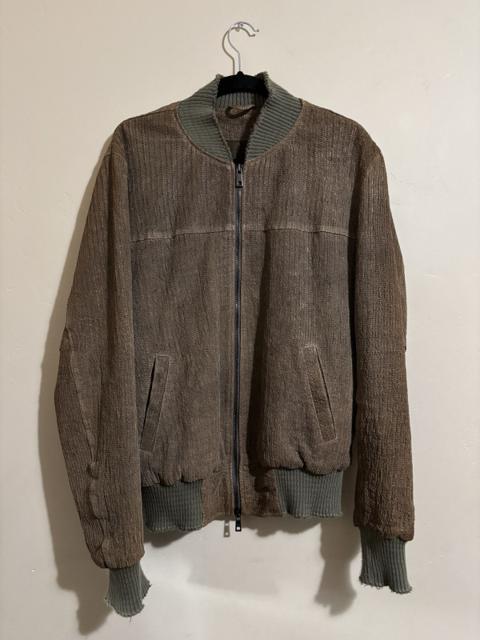 (BNWT) Perforated Vegetable Tanned Leather Bomber Jacket