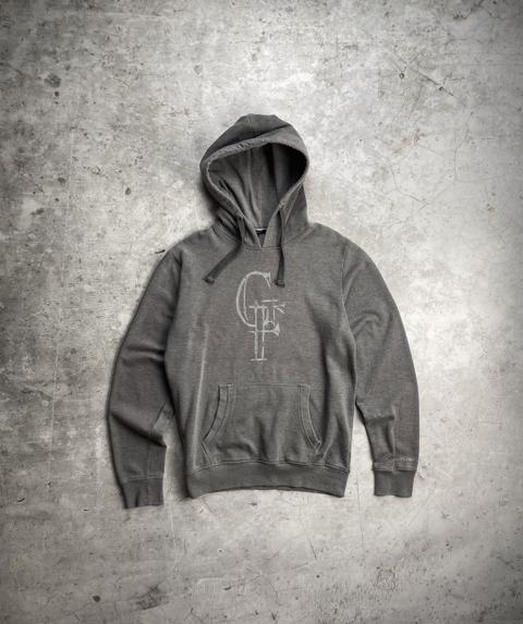 GIANFRANCO FERRE Vintage Washed Grey Monogram Logo Hoodie