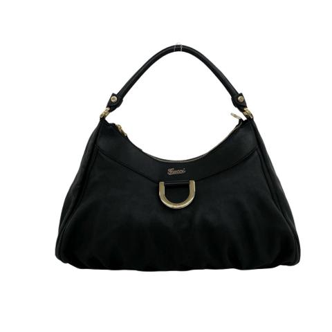 GUCCI (Gucci) Logo Engraved Hardware Leather One Semi Shoulder Bag Tote Handbag Black 29890