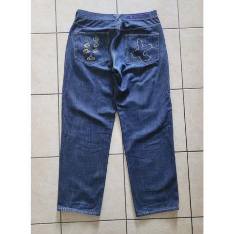 Maharishi Embroidered Baggy Denim Jeans Indigo Blue