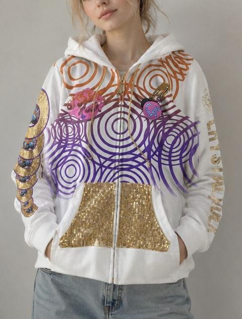 CRYSTAL ROCK by CHRISTIAN AUDIGIER ARTWORK ZIP HOODIE