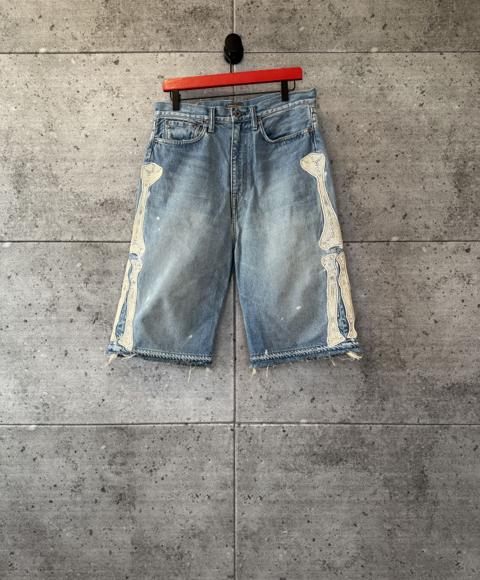 Kapital skeleton bone denim jean shorts