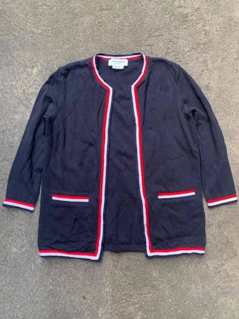 THOM BROWNE PIQUE TRICOLOR RIB TRIM CARDIGAN