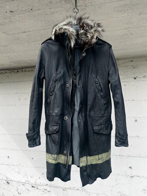 Isamu Katayama Backlash leather parka fox fur collar