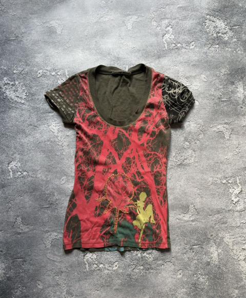 Vintage Custo Barcelona Vibe Desigual Y2K Face Print Tee