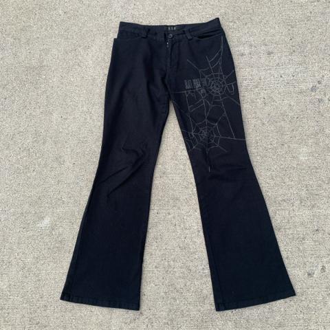 Black Peace Now Spiderweb Flared Pants