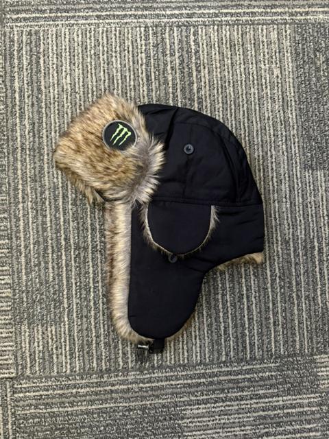 Monster Energy Black Faux Fur Winter Trapper Hat
