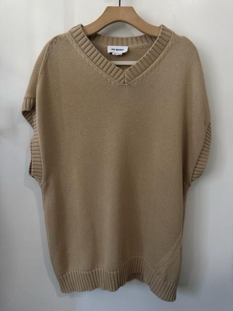 Men’s Stone Washed Gilet Knit Vest Beige Size Medium