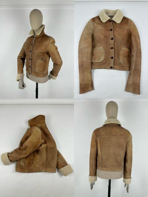 PRADA Sheepskin Dyed Fur Leather Coat Aviator Jacket Bomber