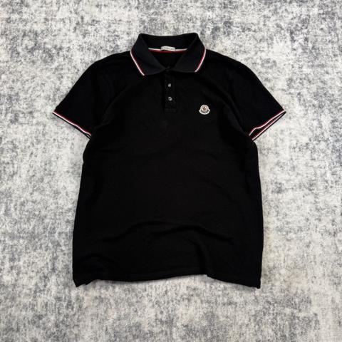 Moncler Logo Patch Tricolor Trim Polo Shirt