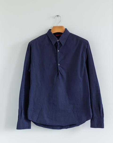 Barena Venezia Navy Blue Cotton Popover Shirt