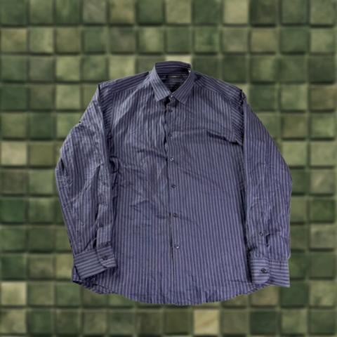 Z Zegna Shirt/Camicia Blue Striped Long Sleeve 17 Cotton Mens