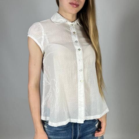 Vintage Y2K Cop Copine Dot Button Up Blouse Short Sleeve